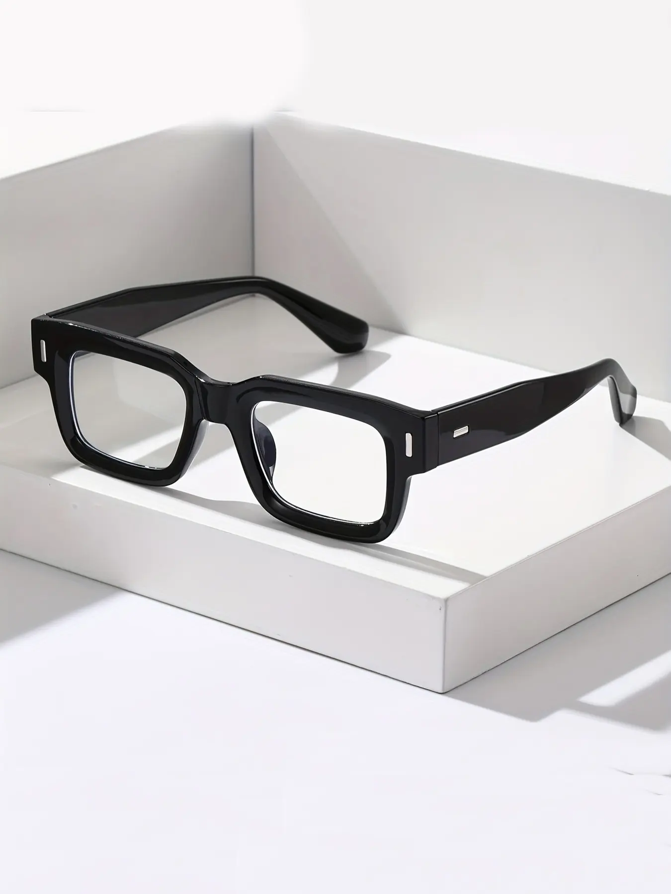 Men's Small Frame Glasses, Flat Light Reading Glasses, Anti-Blue Light, Simple Daily Use, Square Frame, Suitable for Work and Casual Wear