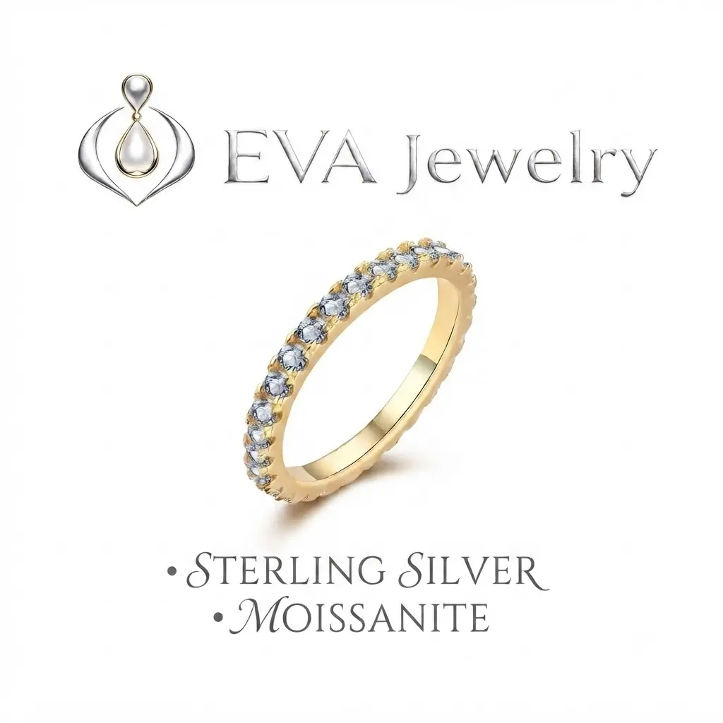 [EVA Jewelry] Enternity Band S925 Sterling Silver Synthetic Moissanite Ring