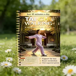 Tai Chi Walking Training Notebook, 28-Day Plan, Daily 10-Minute Sessions, Ideal for Fitness Enthusiasts, Easy-To-Use Guide