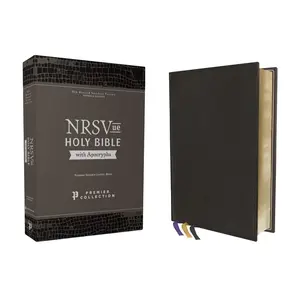 NRSVue, Holy Bible with Apocrypha, Premium Goatskin Leather, Black, Premier Collection, Art Gilded Edges, Comfort Print