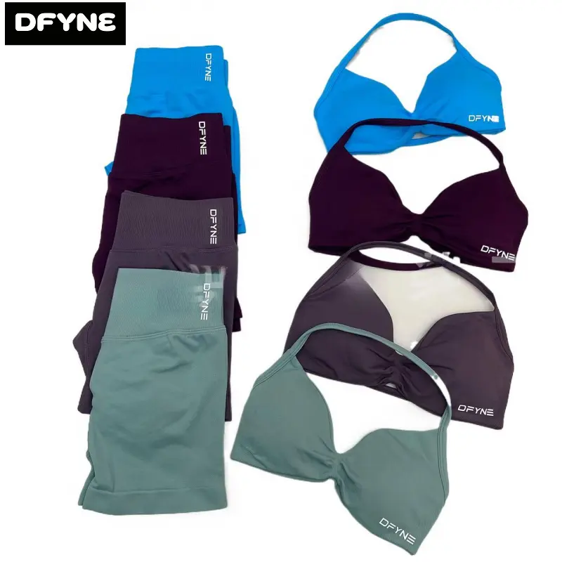 DFYNE Ultra-Fine Matte Nylon Sports Bra & Peach-Hip Yoga Shorts – Women's Gym & Activewear Set