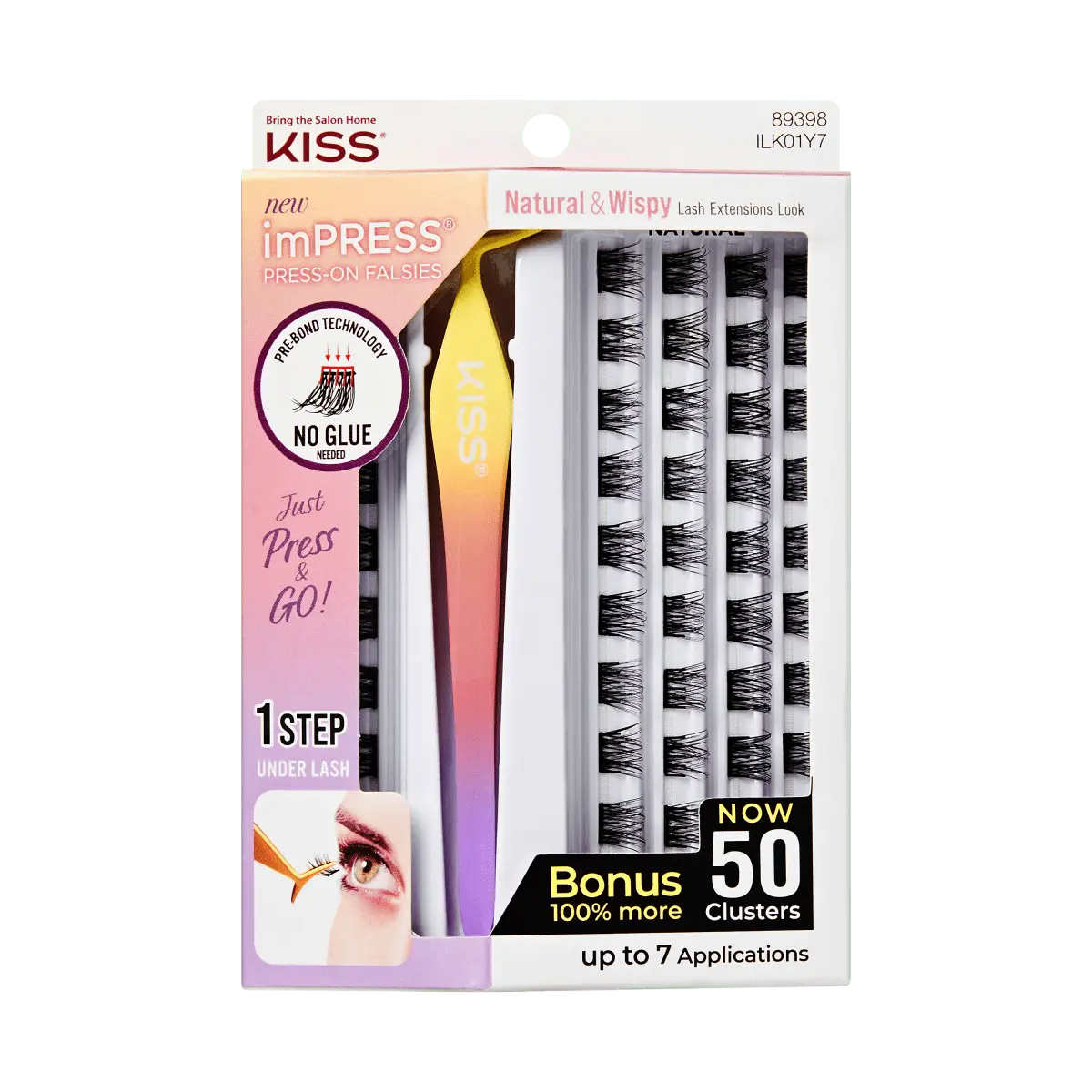 Impress Falsies Pre-Glued False Eyelashes Starter Kit - Natural & Wispy | 50 Lash Clusters, With Applicator, 10mm-14mm Impress Falsies Pre-Glued False Eyelashes Starter Kit - Natural & Wispy | 50 Lash Clusters, With Applicator, 10mm-14mm