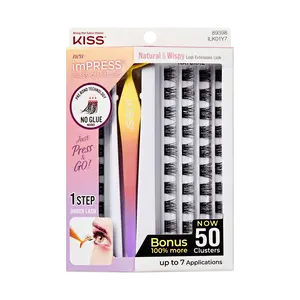 Impress Falsies Self Adhesive Eyelashes, 50 Lash Clusters - Natural & Wispy