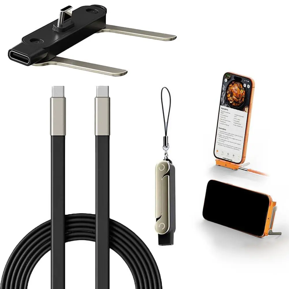 Safring 240W Output Ultra-Fast Phone Charger with Silicone Cable, Detachable Stand, Universal Type-C Connector, 90° Angle Plug, 480Mbps Data Transfer Speed,back to school,back to school haul