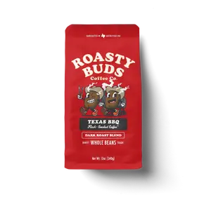 Roasty Buds Texas BBQ Coffee - Dark Roast, 12oz / 340g - Bean
