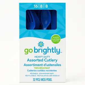 Royal Blue Plastic Cutlery Set - 32 Pieces - 7.5 in.