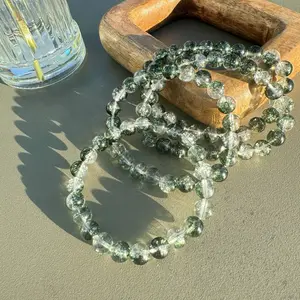 Green Phantom Ghost Bead Bracelet,8mm, symbolizing growth and transformation. Perfect for daily wear and spiritual grounding.