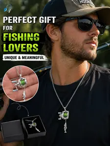 Mini fishing line reel necklace, rotating handle and movable guide wire ring, portable spinning wheel pendant, suitable for fishing enthusiasts, Ideal gift for him during graduation season, Gift for Coachella music festival