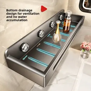 Bathroom Invisible Storage Rack No-Drill Wall-Mounted Organizer for Washroom Washstand Toiletries Storage Shelf Modern Design