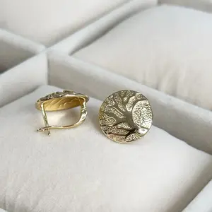 Tree of Life Earrings in 14k Laminated Gold - Elegant Design Jewelry Piece
