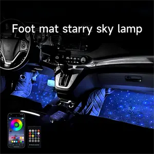 12V Universal Fiber Optic Twinkle Stars Car Mats WaterProof Star Light Car LED Rugs With And APP Remote Control Light Effect Vehicle Accessories Carpet Starlights For Car