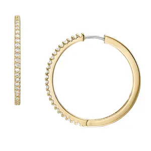 Fossil Women's Ellis Pavé Glitz Gold-Tone Brass Hoop Earrings