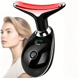 Rechargeable USB Facial Neck Massager with Heat & LED Light, 3 Modes for Deep Cleaning, Portable Vibration Therapy Device, Facial Beauty Machine