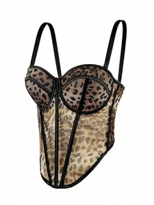 ARTYOTI Women's Leopard Print Bustier Crop Tops Sexy Sleeveless Corset Top Casual Vacation Summer