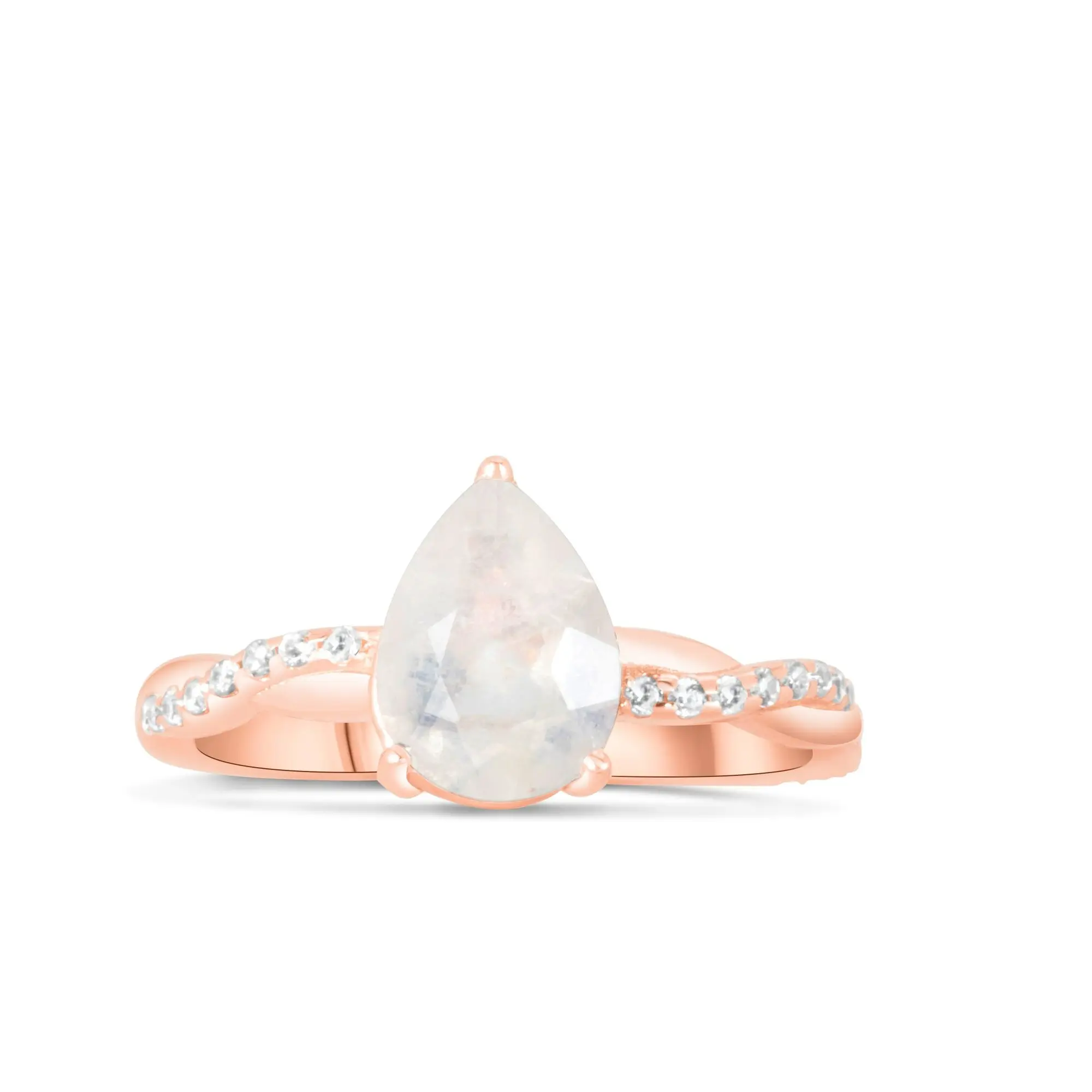 Liliana Rainbow Moonstone Ring, Sterling Silver Engagement Promise Wedding for Women, Dainty, June Birthstone, Anniversary Gift