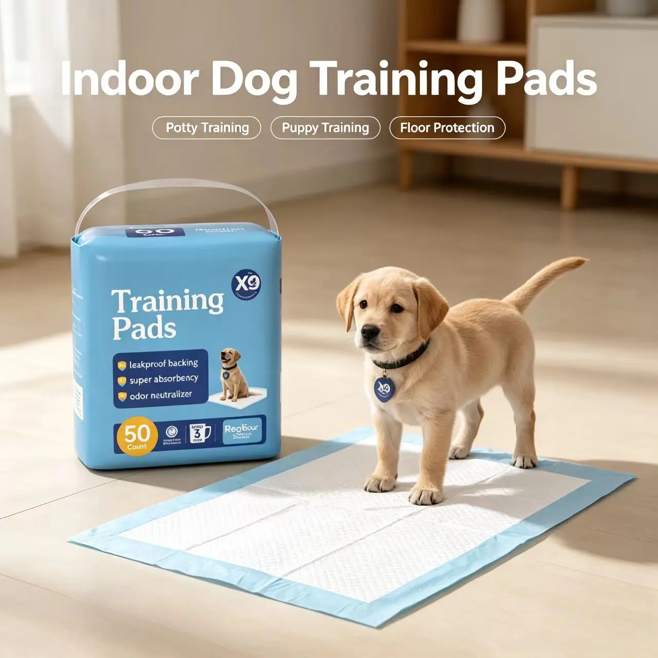 Training Pads for Puppy Training Pet Care & Car Protection - X9 Super Absorbent Leakproof 50 Sheets
