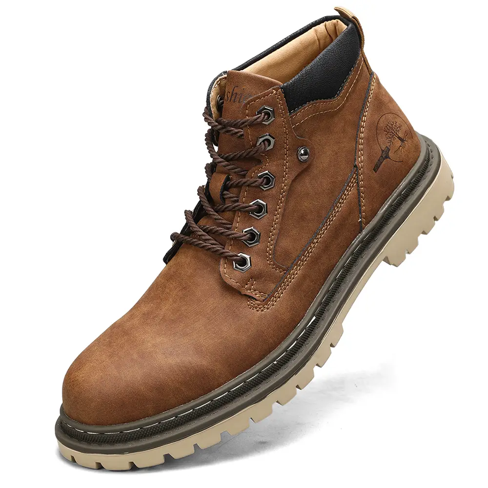 Men's Leather Chukka Boots by Brand - Lace-Up Ankle Casual Footwear for Men with Rubber Outsole