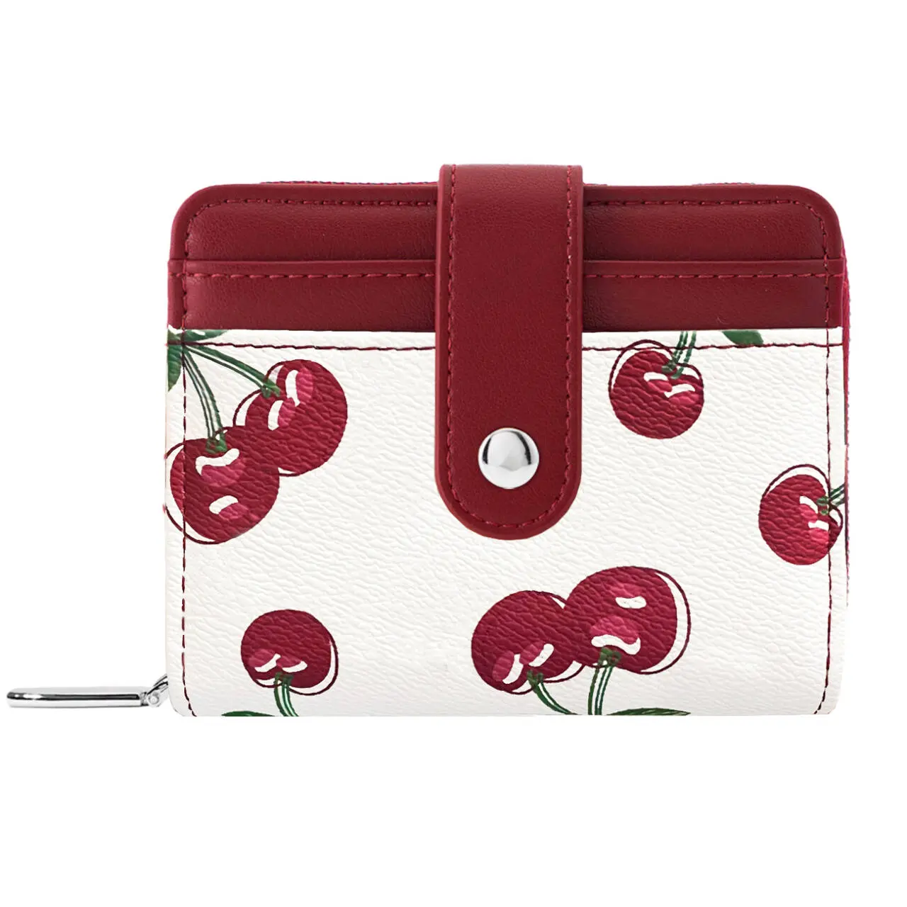 Cute Fruit Print Wallet Purse for Women, Small Bifold Everyday Carry Organizer with a Zipper Coin Pocket and Card Slots, Kawaii Wallet, Card Slots Pocket, All Over Print Women's Wallets