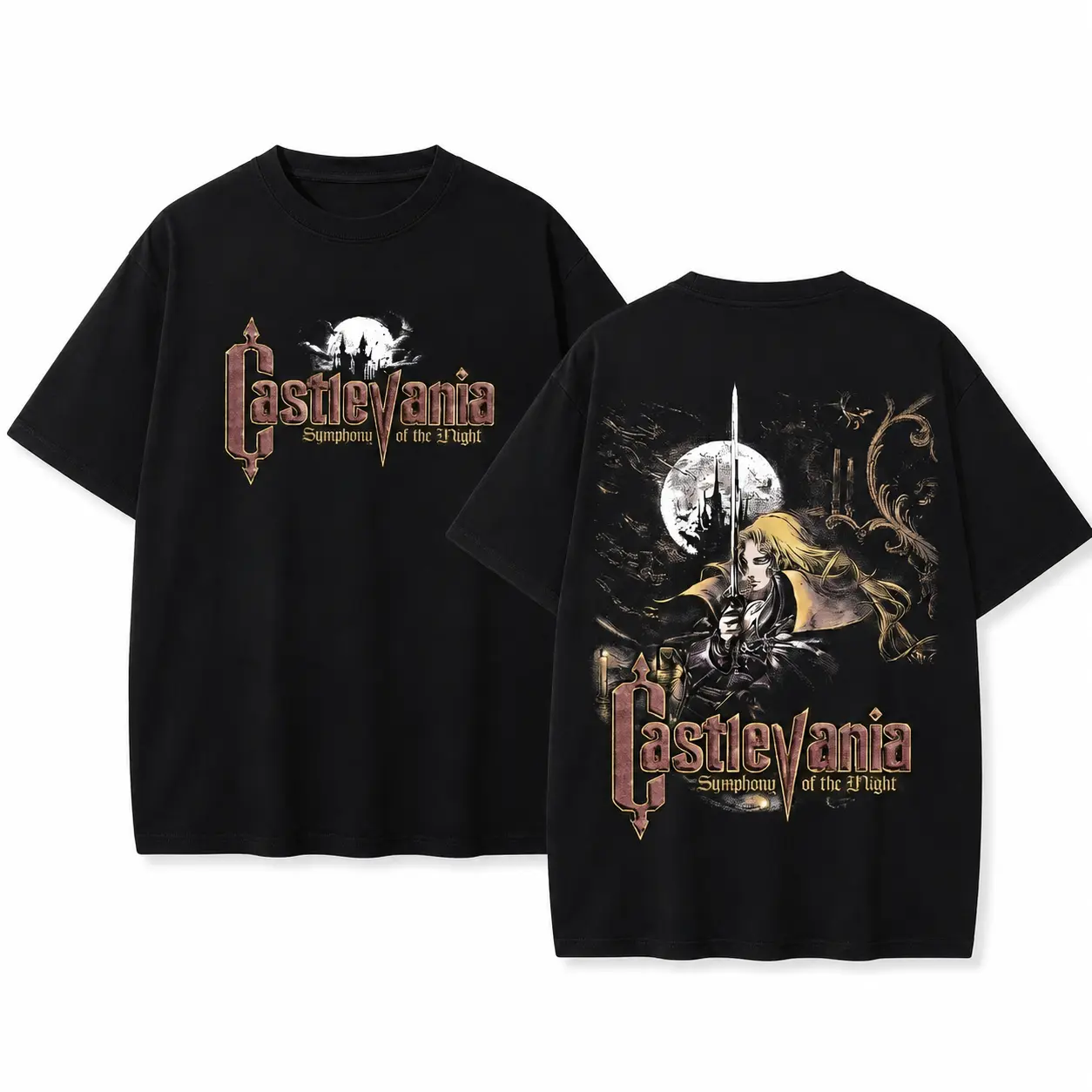 Castlevania Symphony of the Night Alucard Gothic Graphic Tee Vintage Oversized Gaming Streetwear T-Shirt