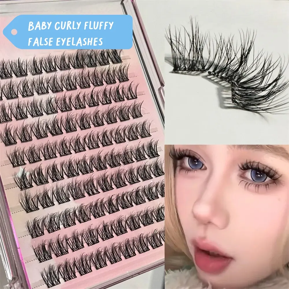 Beginner Friendly 100 Cluster Adhesive-Free Water Mink Fur 5D Baby Curl False Eyelashes, Natural Look, Easy Application, Long-Lasting Wear