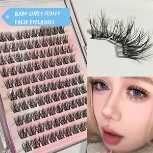Beginner Friendly 100 Cluster Adhesive-Free Water Mink Fur 5D Baby Curl False Eyelashes, Natural Look, Easy Application, Long-Lasting Wear