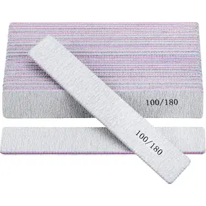 25 Pack 100/180 Grit Nail Files for Acrylic Nails, Rectangle Double Sides Emery Boards Fingernail Files Professional Nail Buffering Files