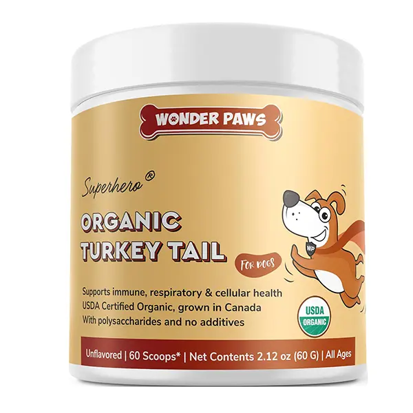 Organic Turkey Tail Mushroom Powder for Dogs, Beta-Glucan & Polysaccharide Rich Daily Supplement for Immune, Respiratory, Digestive & Cellular Health, 2.12 oz