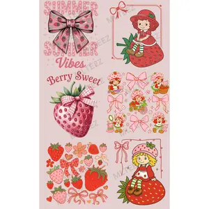 SUMMER VIBES (STRAWBERRIES) (2) PREMADE GANGSHEET  - 22X36  DTF TRANSFERS - DIRECT TO FILM