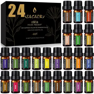 24 Pcs Oil Set - Natural Oils - Perfect for Diffuser, Humidifiers, Skin Care, Massage, Fragrance Oil Scent for DIY Candle and Soap (24 * 5ml)