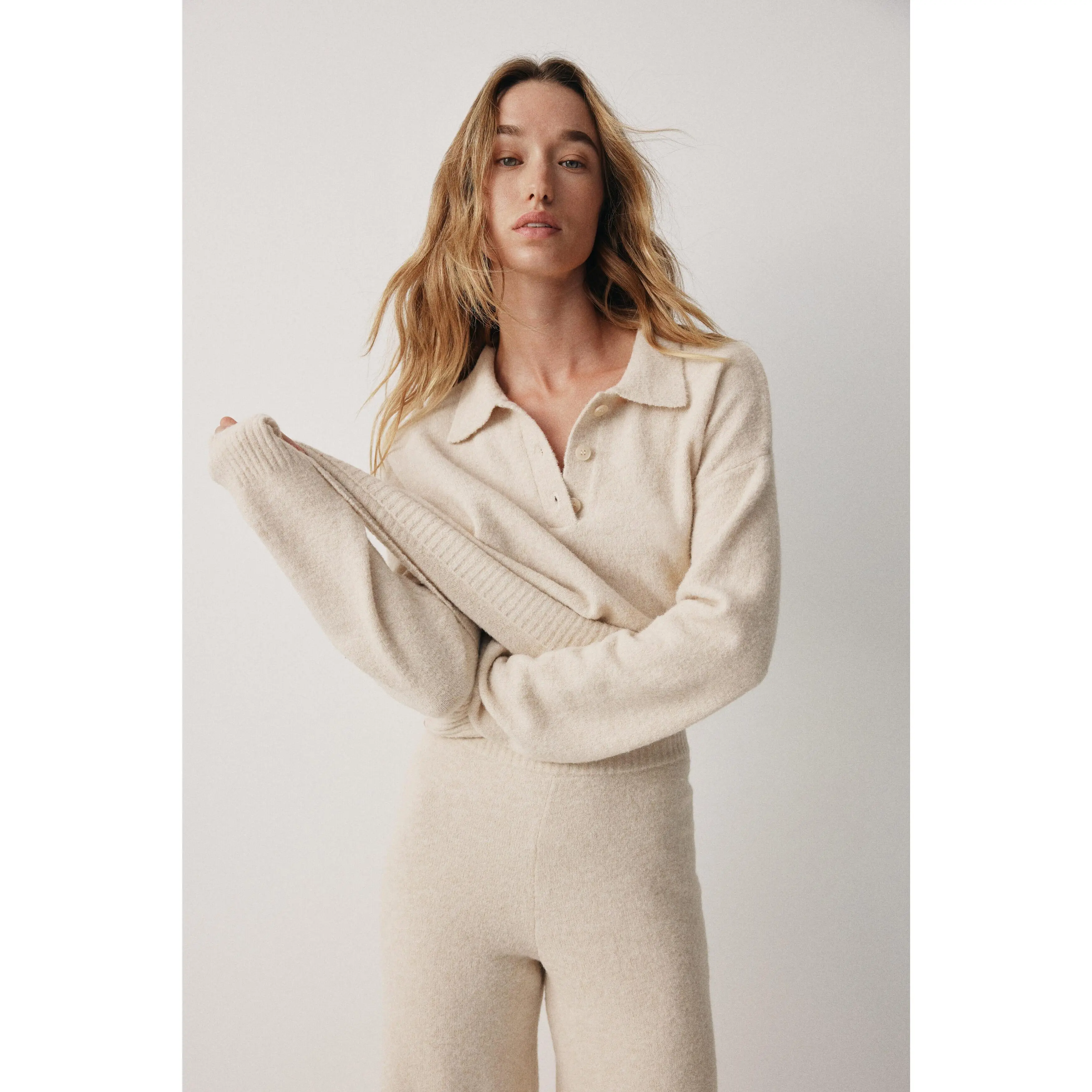 H&M Cable-knit polo jumper