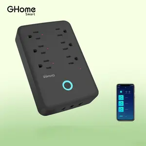 GHome Smart Plug Outlet Extender with 3 Smart USB Ports, 3 Individually Controlled Smart Outlets,Wall Adapter Plug for APP Control,15A/1800W,Springtok