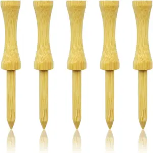 Step Down Wooden Golf Tees - Pack of 20, Natural Color, 2-3/8in Total Length, 1-1/2in Above Ground, Biodegradable Bamboo golf tee youth white