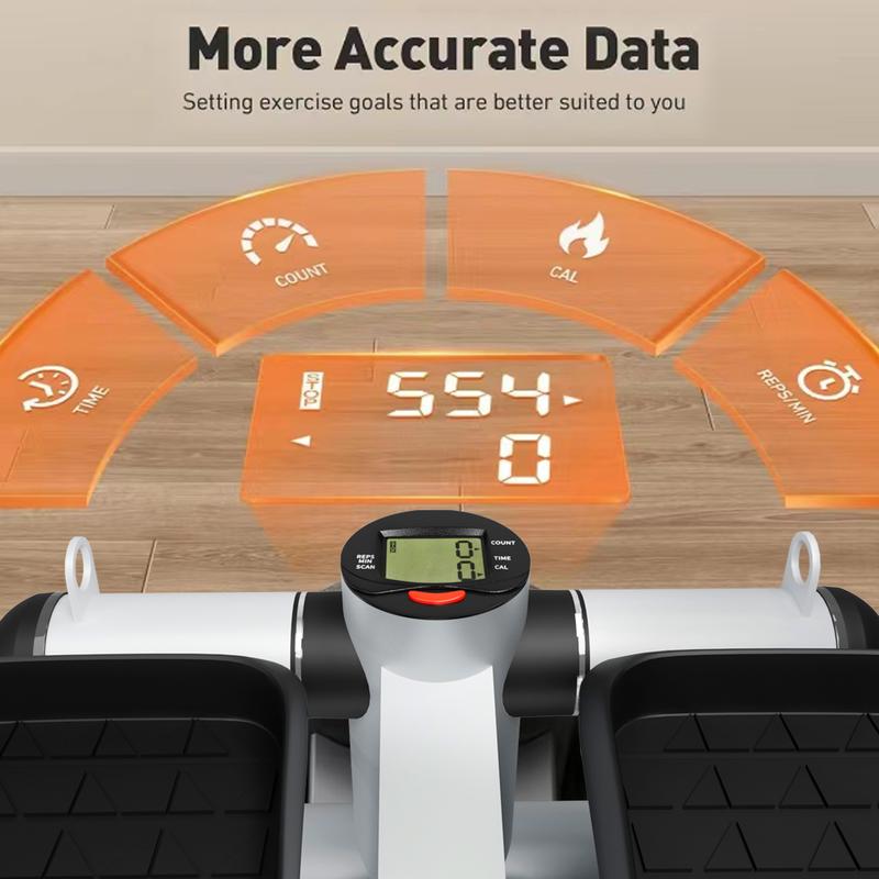 Stepper for exercise, space saving stair stepper with resistance bands, mini stepper for home and office use (300 lbs capacity), hydraulic fitness stepper with LCD display