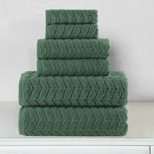 Mocassi 6-Piece Turkish Cotton Braided Towel Set, 2 Washcloths, 2 Hand Towels and 2 Bath Towels