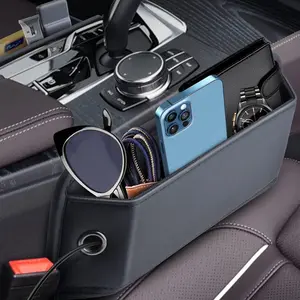 Car Seat Gap Organizer,Leather Car Seat Storage Box,Adjustable Stop Drop Car Seat Organizer and Storage Front Seat for Phones, Cards, Keys, Car Storage Organizers