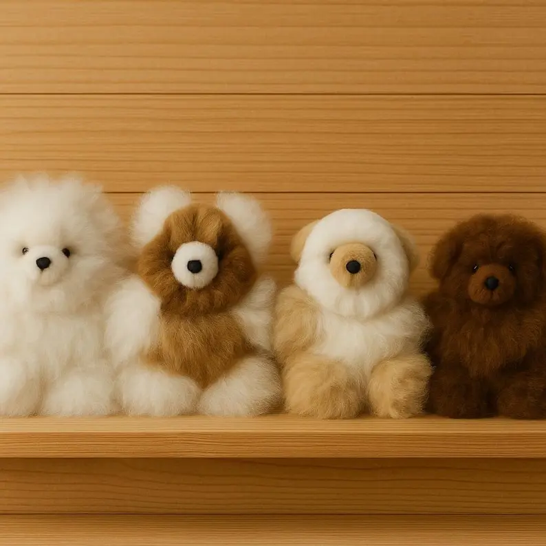 Alpaca Teddy Bear Handmade Plush Gift Soft Baby Toy Natural Alpaca Fur Stuffed Animal