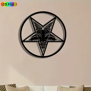 1pc Baphomet Metal Wall Art, Mystical Baphomet Statue Mural, Ideal Gift for Halloween, Gothic Theme Parties, Weather-Resistant Artistic Metal Wall Decoration Wall Sculptures, Perfect for Living Room Wall & Garden Fence, Occult Art Enthusiasts