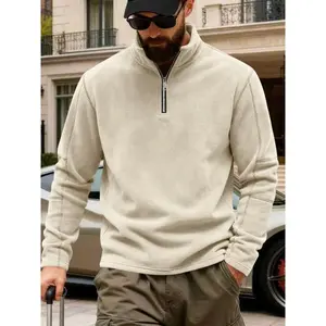 Men's Half-Zip Polar Fleece Pullover Hoodie, Stand Collar Warm Casual Top, Lightweight Outdoor Travel Hiking Sports Sweatshirt, Athletic Workout Clothing(Sheets)