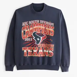 Houston Texans Graphic Crew Sweatshirt Made Using 100% Us Cotton, Design & Printed In The USA