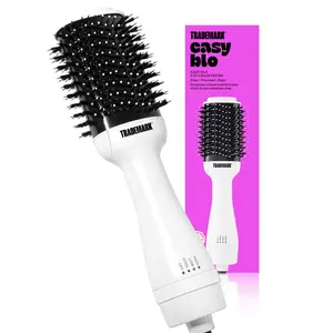 Trademark Easy Blo White, Single Step Hair Dryer and Volumizer, Hot Air Blow Dryer Brush for Wet Hair, Easy to Use Smooth