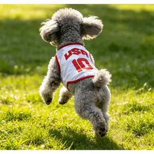 Pet Football Team Dog Vest, Teddy Summer Outfit, Pomeranian, Bichon Frise, Puppy Apparel, Cat Pet Clothes,Lightweight.Let's cheer on our team this summer! Dog football vest, dog clothes, dog supplies, suitable for outdoor activities super absorbent spring