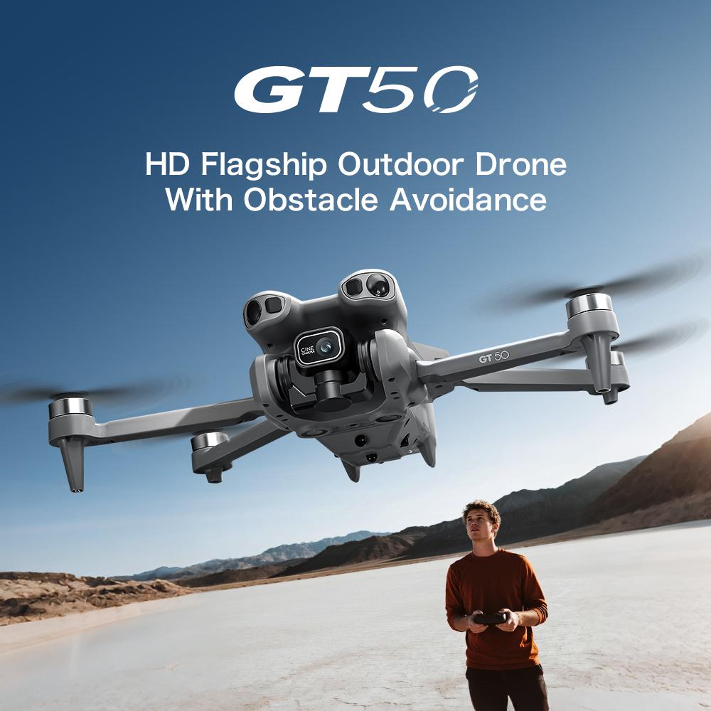 GT50 Dual Battery Drone — 4.3" LCD Remote, HD Aerial, Smart Obstacle Avoidance, Brushless Motor & Optical Flow Hover Quadcopter | Beginner-Friendly & Perfect Kids Gift