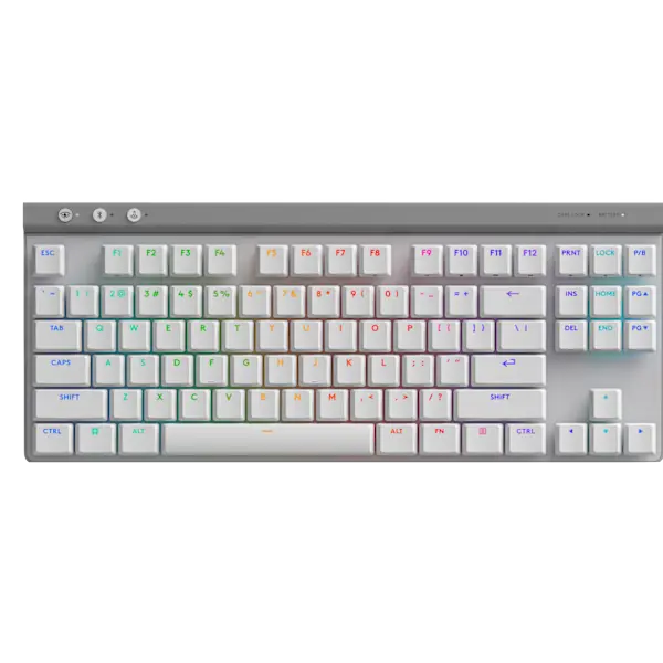 Logitech G515 Wireless Gaming Keyboard TKL, LIGHTSYNC RGB, Thin Tenkeyless Design, Double-Shot PBT Keycaps, Tactile Brown Mechanical Switches - White White Wireless Tactile Switches Keyboard