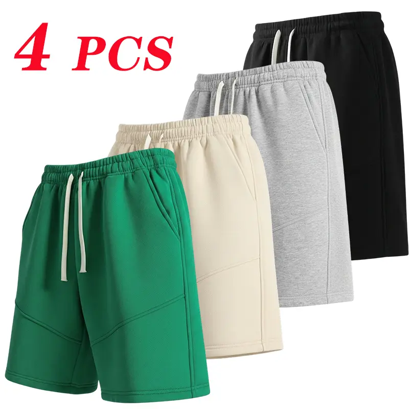 Men's Casual Cotton Knit Athletic Shorts, Knee-Length Design with Elastic Drawstring Waistband and Pockets for Jogging & Everyday Wear, Casual Athleisure Shorts, Drawstring Active Shorts