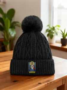 Champion Pom-pom hatSaint Freddie Print Breathable Unisex Design for Warm and suitable for winter Casual Wear Trendy Couple Matching Hat with Moisture-Wicking Fabric