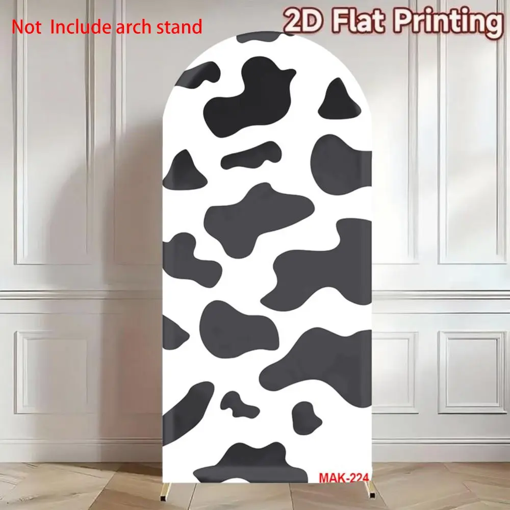 Farm Cow Print Arch Backdrop Cover Animal Cow Spots Design for Baby Birthday and Game Party Decorations Background Party Decorations Banners Arched Backdrop Decorative Banner Arch Background Cloth