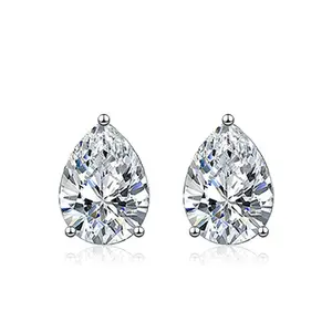 synthetic Moissanite pear cut water drop silver earrings women's color jewel earrings yellow powder zircon earrings