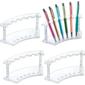 4 count Pen Display Stand, 6 Slots Plastic Pen Holder, Beadable Pen Display Stand for Craft Shows