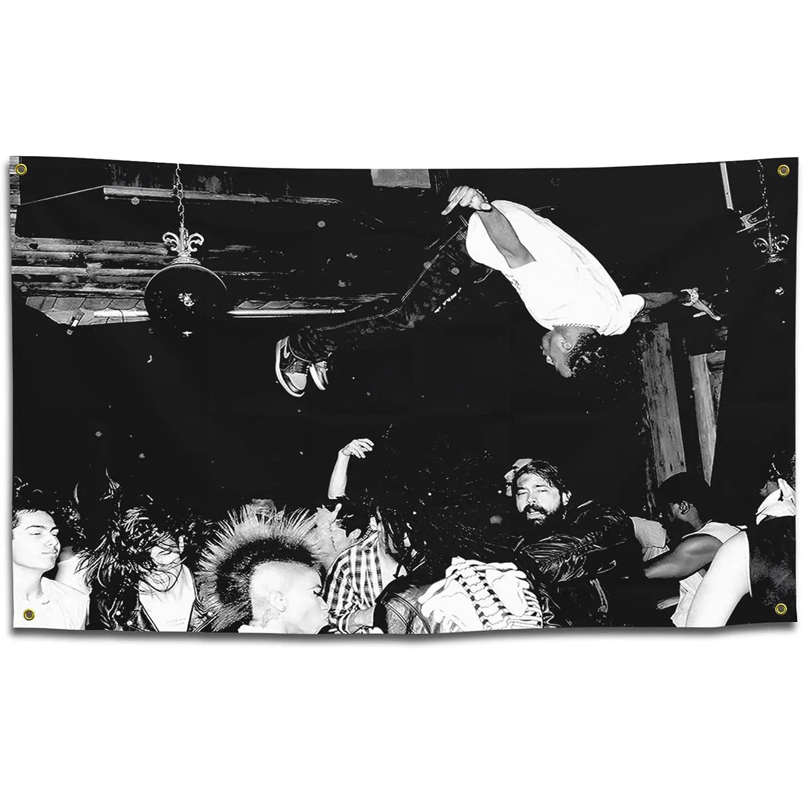 Rapper Print Tapestry, 3 Ft with 4 Brass Grommets, Funny Room Decor for College Dorm Bedroom Indoors
