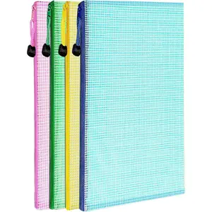 Mesh Zipper Pouch Bags, 13.2"x 9.2" Zipper Pouch, 4 count Mesh Bags with Zipper, Storage Bags Pouch for Organization  Puzzles Board  Travel, File Jackets & File Pockets